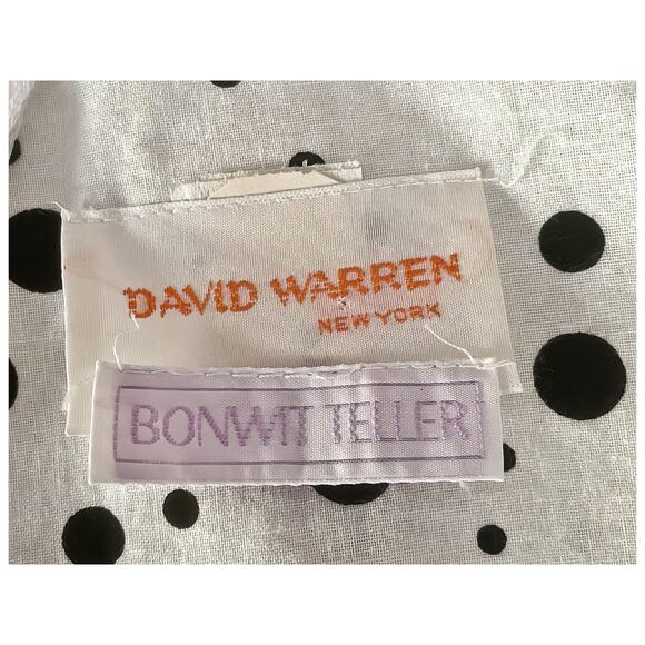 90s NWT David Warren NY Bonwit Teller White & Black Polka Dot Career Dress Sz 8 - Picture 6 of 7